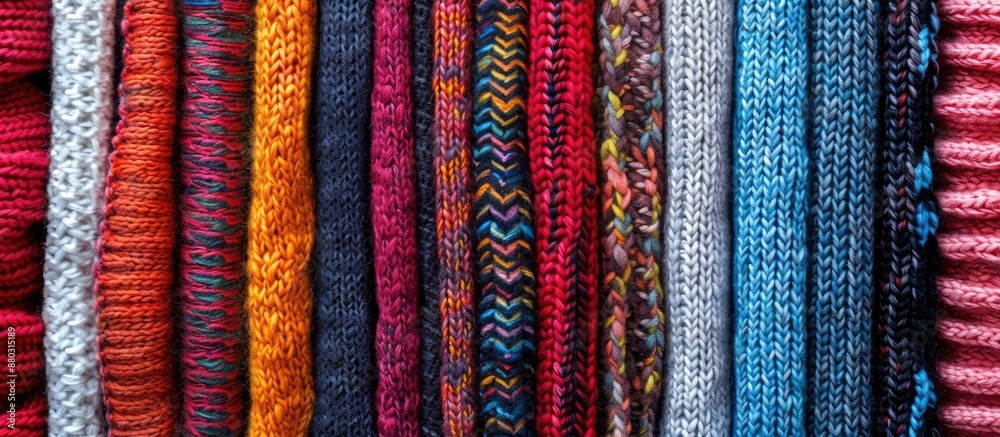 Poster Background featuring various knitted fabric textures with copy space image included.