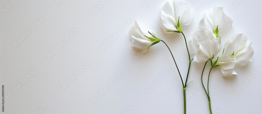 Wall mural white background with a sweetpea creating copy space image.