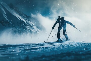 Cross Country Skiing Adventure in Snowy Swedish Mountains – Winter Sports Inspiration for Posters and Cards