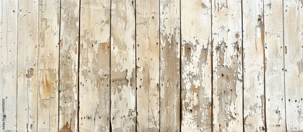 Poster a weathered wooden wall with beige paint remnants providing a rustic backdrop for a copy space image