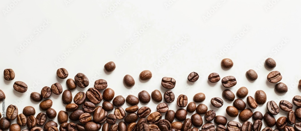 Aufkleber coffee beans displayed against a white backdrop with room for a copy space image.