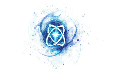 A luminescent, levitating wizard's sigil crackling with arcane power, isolated