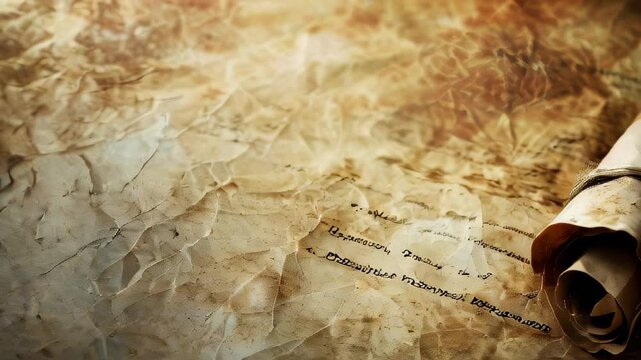 Aged parchment map scroll with vintage texture