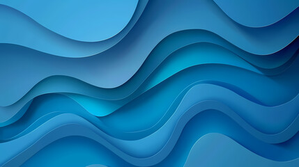 Fototapeta premium Abstract blue wavy background with layered curves creating a sense of depth and fluidity.