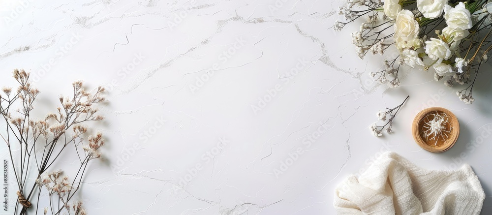 Poster top view of a plastic surface with a white background, ideal for adding text or images to the empty 