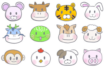 Obraz premium 12 zodiac signs (animal) - 12간지 동물 캐릭터 