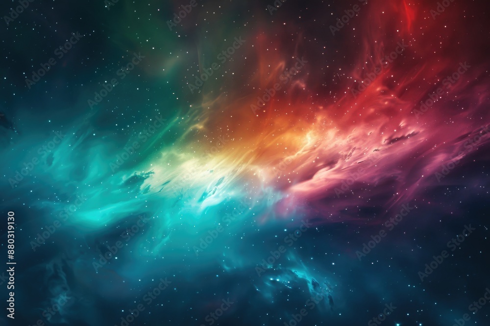 Poster a vibrant and detailed image of a colorful galaxy with stars, suitable for use in space-themed desig