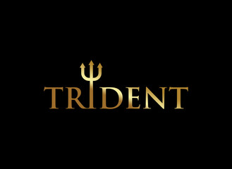 Trident spear logo design symbol luxury concept