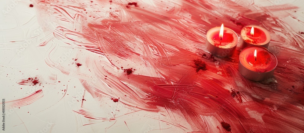 Poster valentine's day concept with red scribbles, candles on white background - ideal for a valentine's da