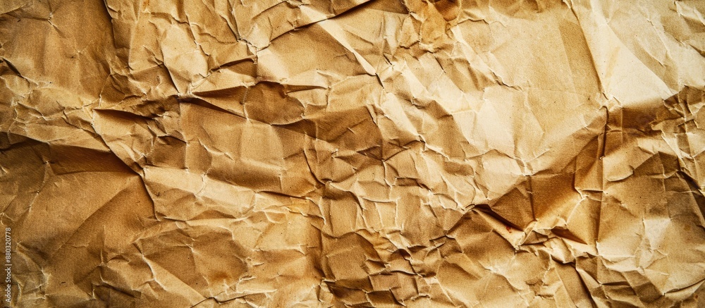 Poster Old crumpled brown paper with a dirty texture, suitable as a background for design, with space for inserting images.