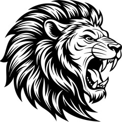 simple line art of a lion roaring 2 Vector Design and illustration