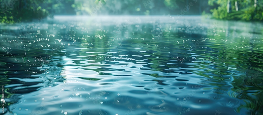 Aufkleber blue river with a reflective water surface creating a peaceful scenery, suitable for copy space imag