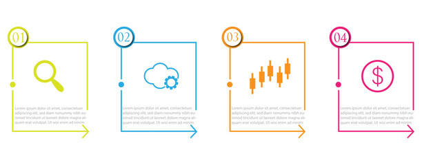 Business infographic design template with icons and 4 steps