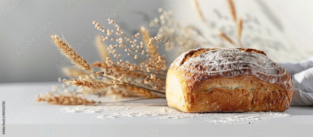 Poster A loaf of bread displayed on a clean white surface, highlighting the simplicity of the design with ample space for additional visuals - a copy space image.