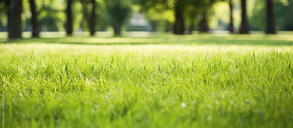 Poster Lush green grass in a natural setting with copy space image available.