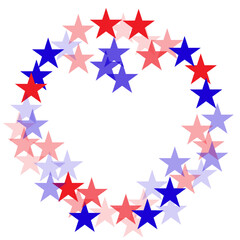  backdrop Vector Illustration, Blue and Red 4th of July Stars sparkles isolated on white.