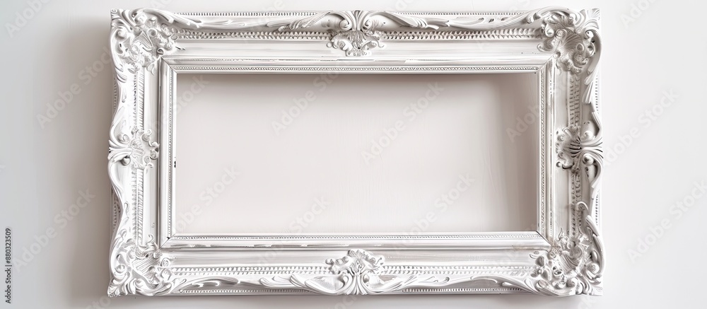Fototapete Isolated white wood frame or photo frame on white backdrop with a clipping path for easy extraction, creating a professional copy space image.