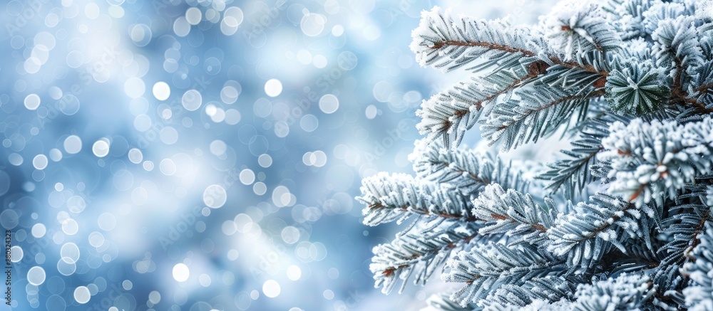 Aufkleber snow-covered tree branch in a winter setting with copy space image for various design purposes like 
