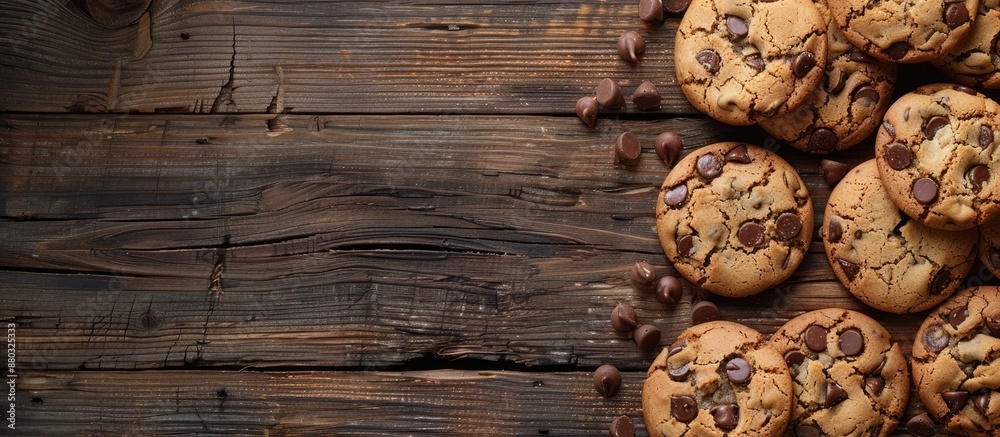 Poster A frame of cookies displayed on a rustic wooden surface creates an inviting copy space image.