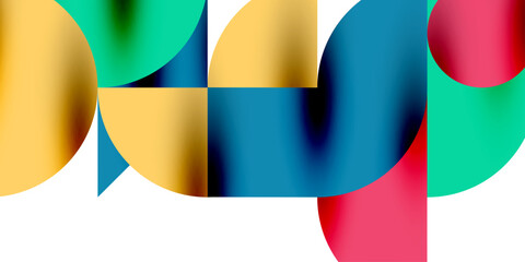 Tech minimal circular shapes geometric art. Vector modern circles