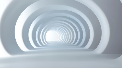 Obraz premium Abstract 3D room tunnel with silver light space technology.