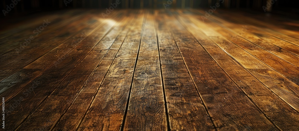 Poster Rustic, grungy wooden floor serves as a background with an empty space for an image.