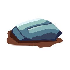 Stone vector illustration, grey rock boulder, isolated on white background