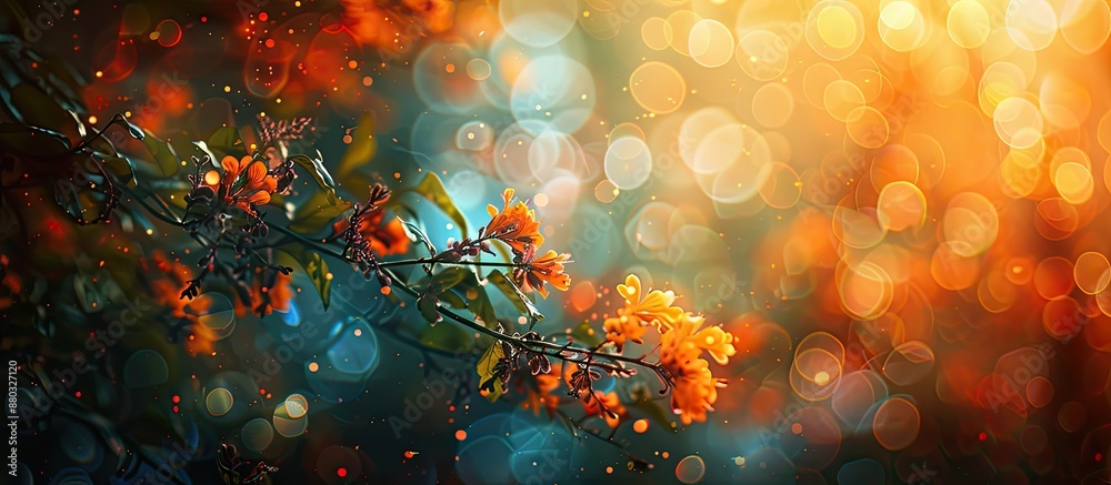 Fototapete A bokeh background adds a touch of abstract texture to an image complementing it with soft light effects, creating a visually appealing copy space image.