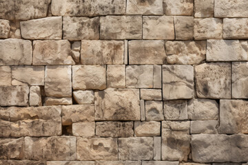 Fototapeta premium Processed collage of old ancient sand block wall texture in daylight. Background for banner