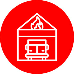 Fire station Vector Line White Circle Red