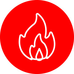 Fire Vector Line White Circle Red