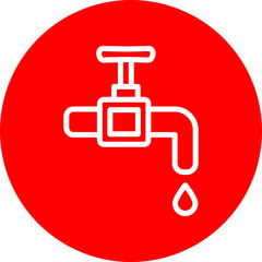 Faucet Vector Line White Circle Red