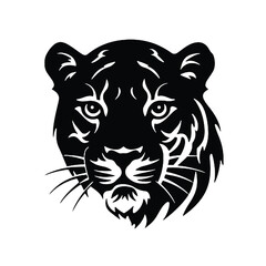 tiger head - vector Isolated predator illustration, Mascot silhouette