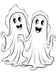 Cute Ghost Coloring Page Suitable for All Ages
