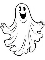 Cute Ghost Coloring Page Suitable for All Ages
