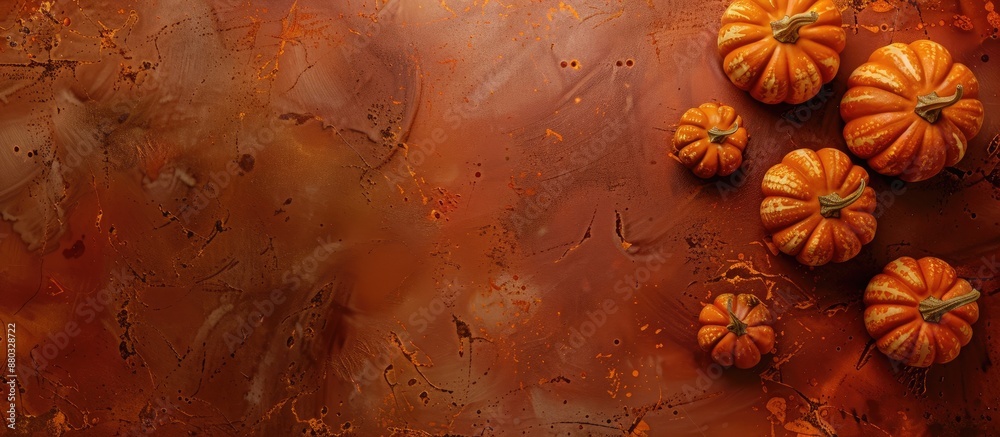 Aufkleber oxide background with small pumpkins, featuring an empty copy space image.
