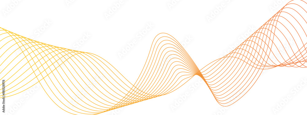 Wall mural abstract red and yellow color wavy line pattern art wave with glittering lines. business curve lines