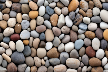 Processed collage of sea shore pebbles texture. Background for banner, backdrop or texture