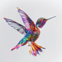 Obraz premium Colibrì colorato su sfondo bianco.