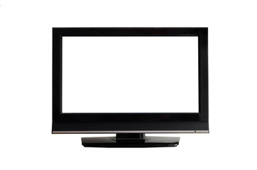 TV on stand isolated on white background