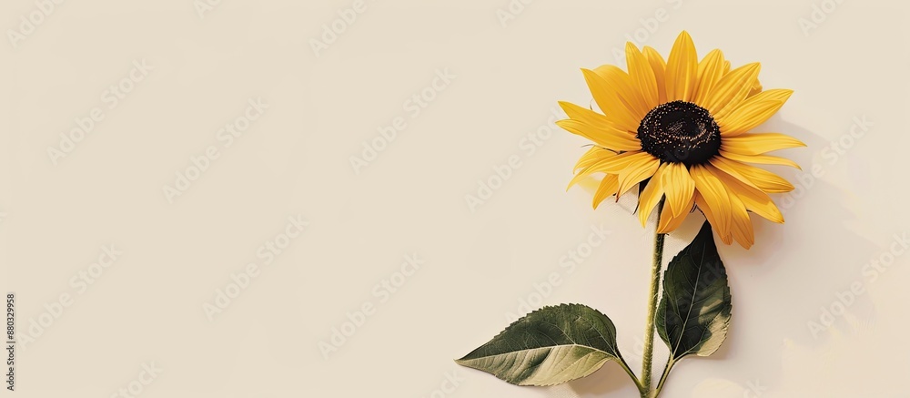 Poster Sunflower displayed on a clear white backdrop for copy space image