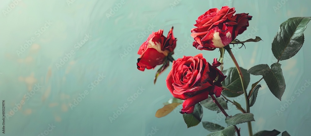 Poster Retro themed arrangement featuring roses in a photo with empty space for text or design known as a copy space image
