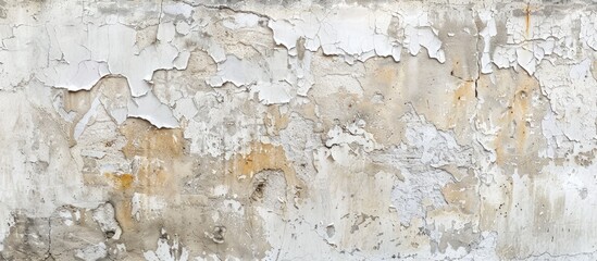 A weathered wall with chipped plaster serves as a backdrop, appearing flat while undergoing restoration or refurbishment, ideal for a copy space image.