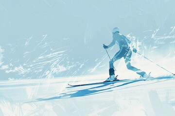 Dynamic Cross-Country Skiing in Sweden - Winter Sports Adventure Artwork