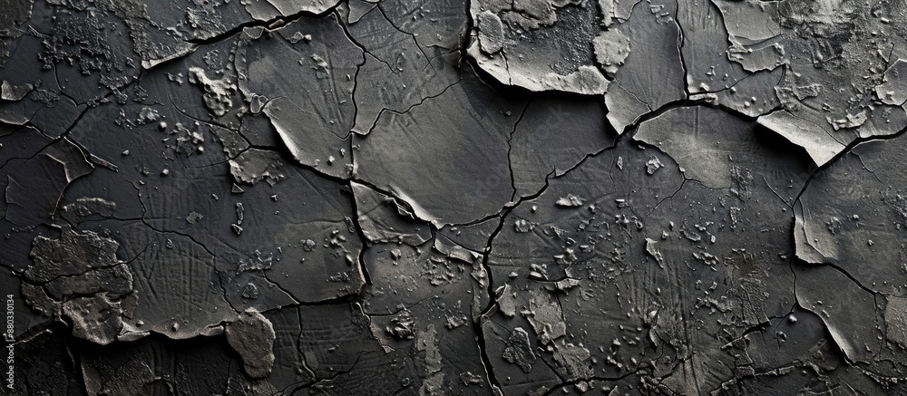 Poster Dark and cracked old concrete wall with empty copy space image textured in dark paper for writing or art