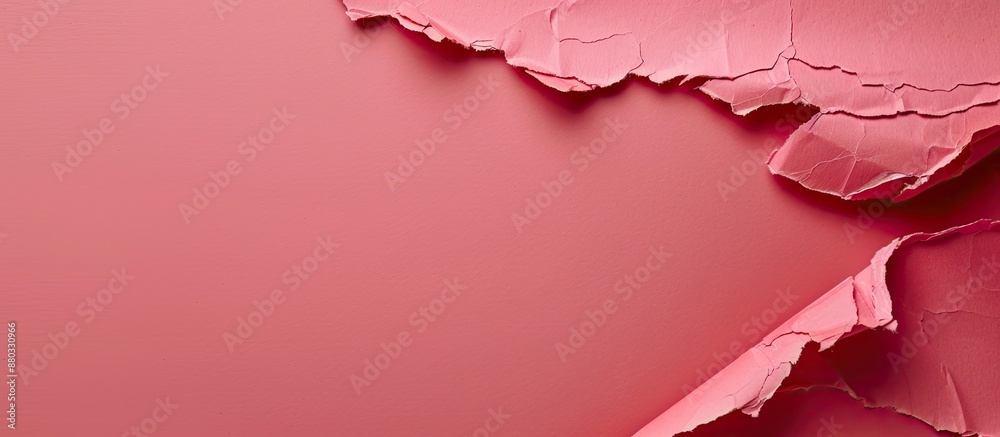Poster Torn pink paper on a red backdrop with copy space image