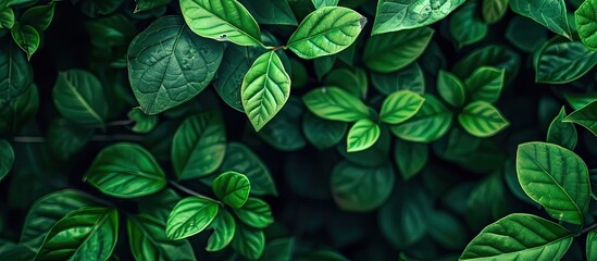 Background of green leaves with copy space image