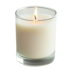 burning candle in glass isolated on transparent white background, clipping path