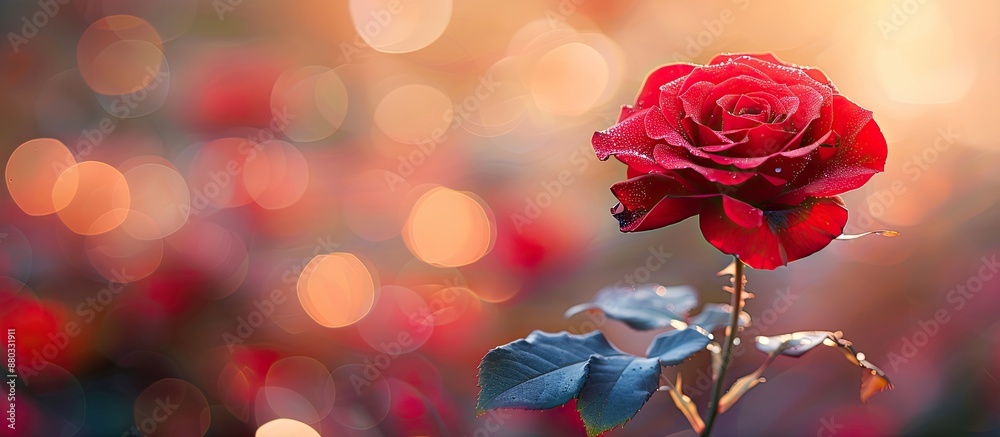 Poster Red rose displayed against a blurred background with ample copy space image