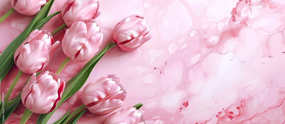 Poster a greeting card with pink tulips suitable for various occasions like birthdays easter women s day mo